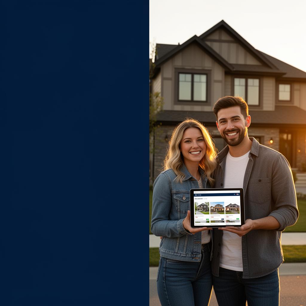 Happy Canadian couple discovering their dream home with DreamSearch